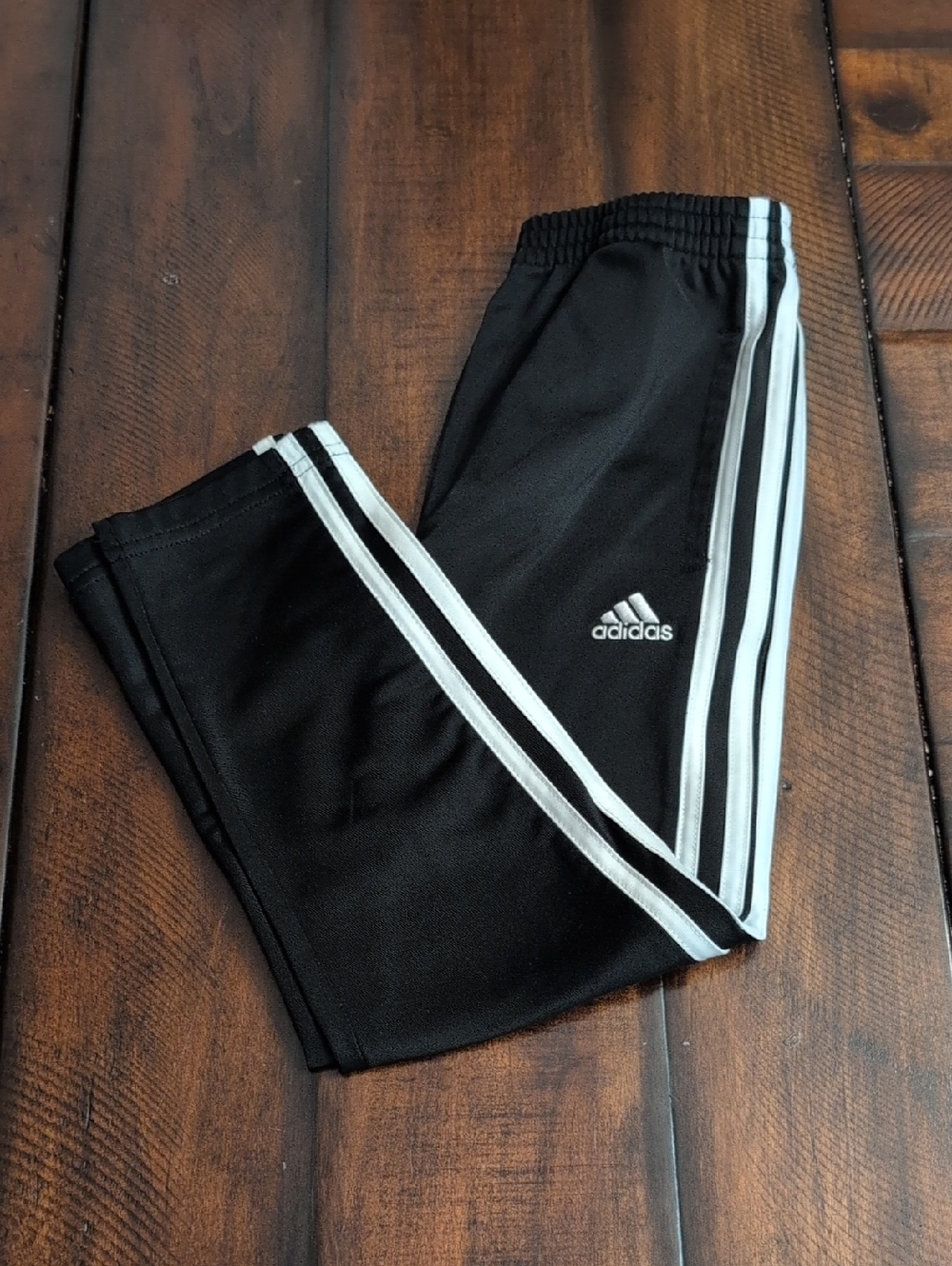 adidas Kids Black Joggers with White Side Stripes Size 6